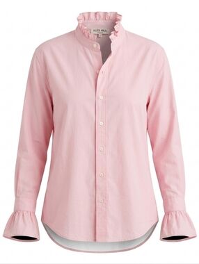 Alex Mill Easy Light Pink Ruffled Collar Button-Down Shirt Oversized Medium